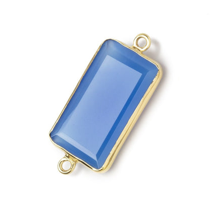 21x12mm Vermeil Bezel Santorini Blue Chalcedony Rectangle Connector 1 Focal