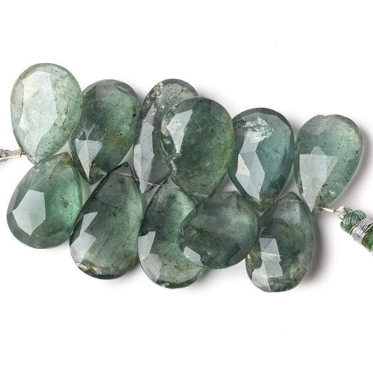 21x13-24x14mm Moss Aquamarine Faceted Pears 2.75 inch 11 Beads A