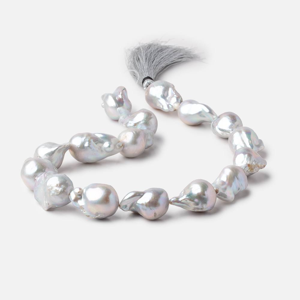 21x13-31x15mm Silver Ultra Baroque Freshwater Pearls 16 inch 16 pieces AA