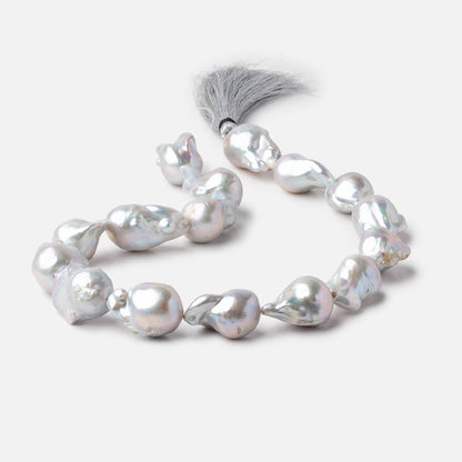 21x13-31x15mm Silver Ultra Baroque Freshwater Pearls 16 inch 16 pieces AA