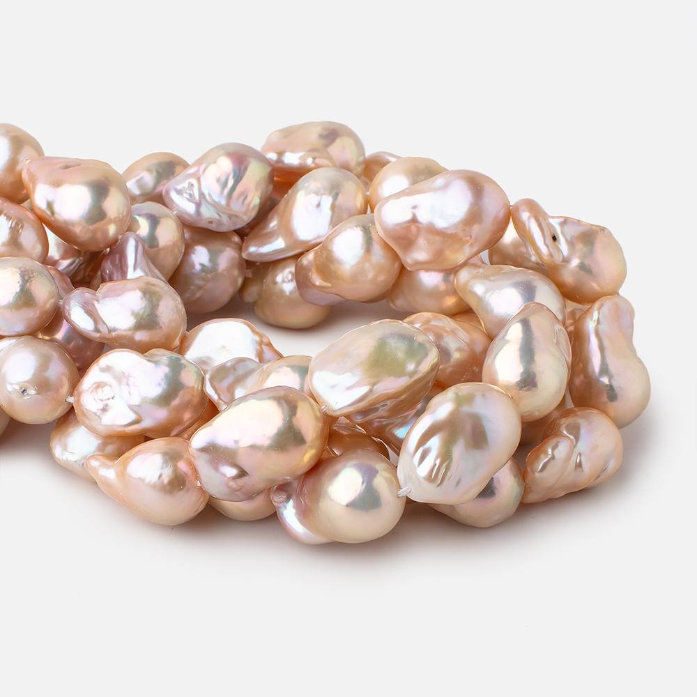 21x14-24x15mm Peach Ultra Baroque Freshwater Pearls 18 inch 18 pieces