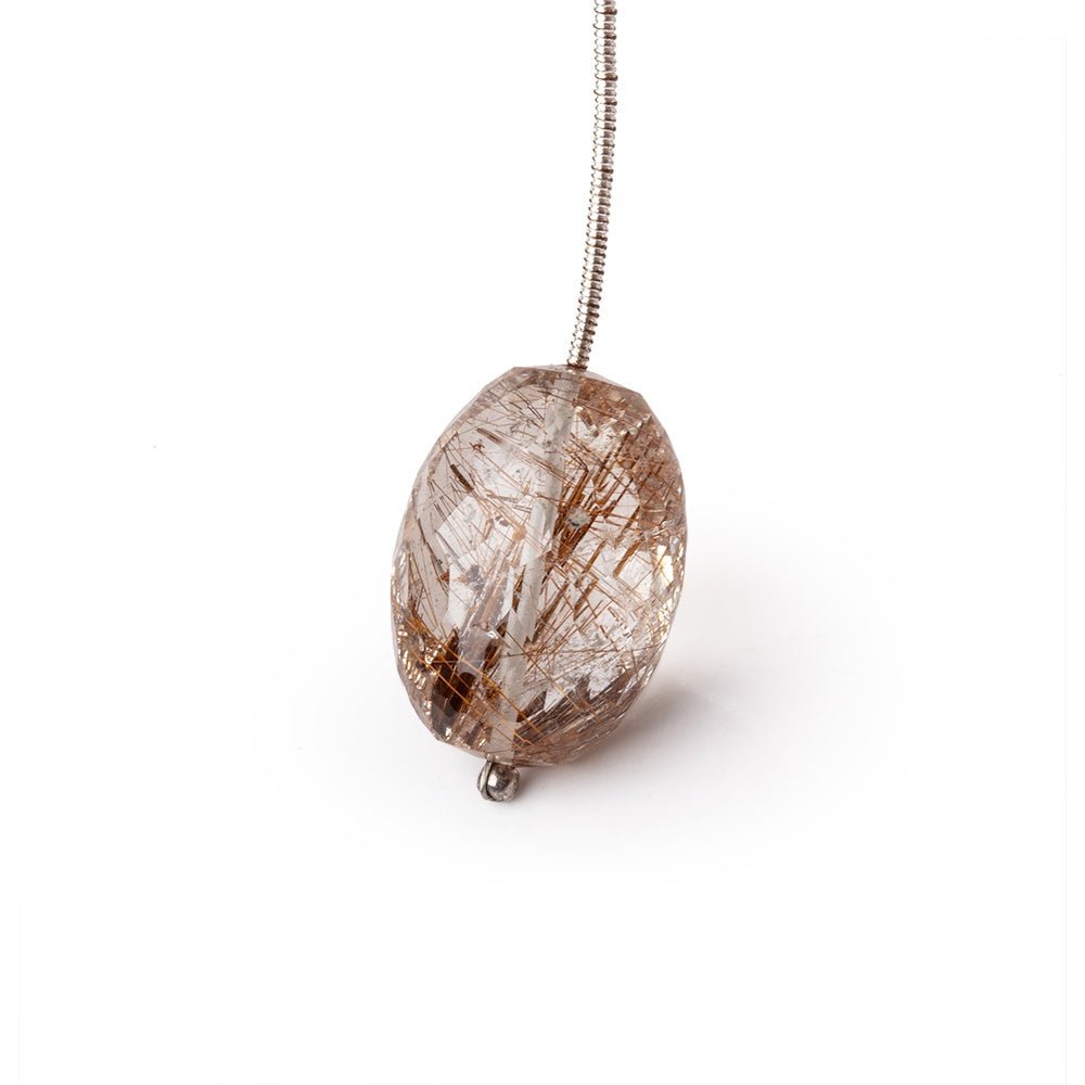 21x14mm Rutilated Quartz Faceted Nugget Focal Bead 1 piece