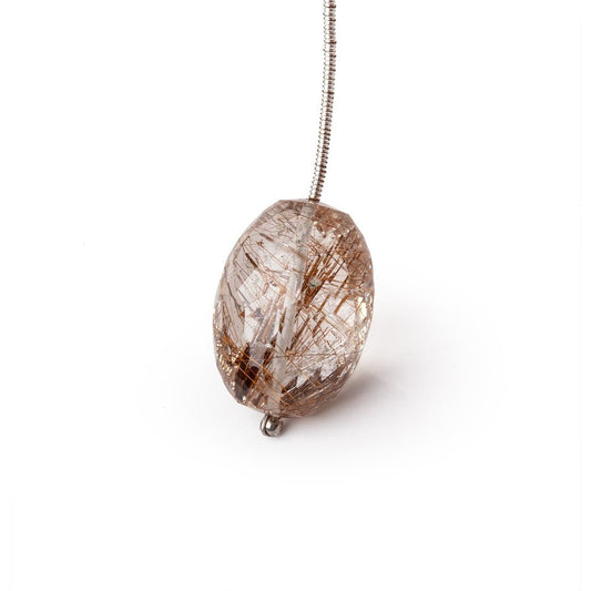 21x14mm Rutilated Quartz Faceted Nugget Focal Bead 1 piece