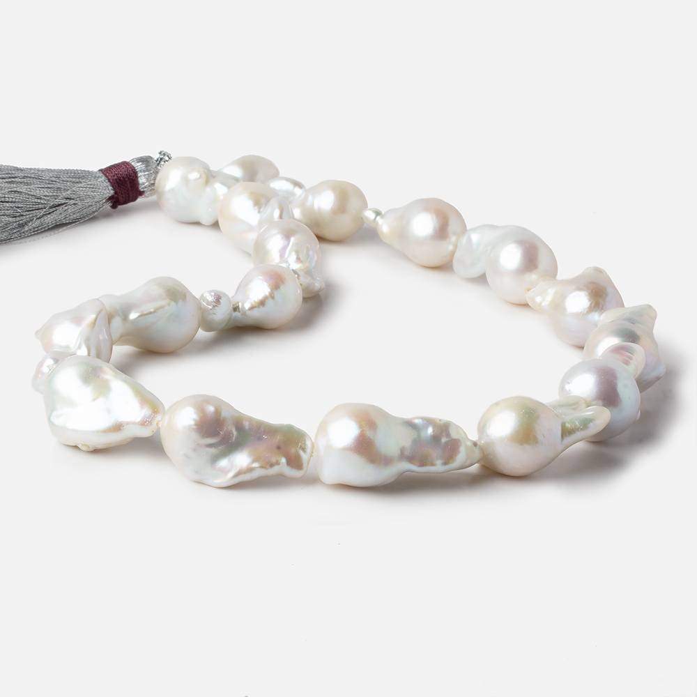 21x15-28x15mm White Ultra Baroque Freshwater Pearls 16 inch 17 pcs