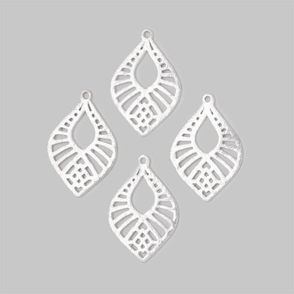 21x15.5mm Brushed Filigree Tear Drop Charm Set of 4 pieces
