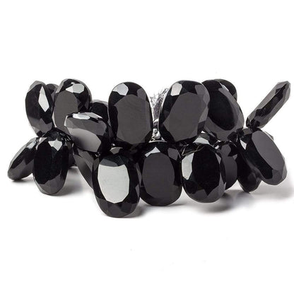 21x16-26x16mm Black Onyx Top Drilled Bevel Faceted Oval Beads 8 inch 27 pcs