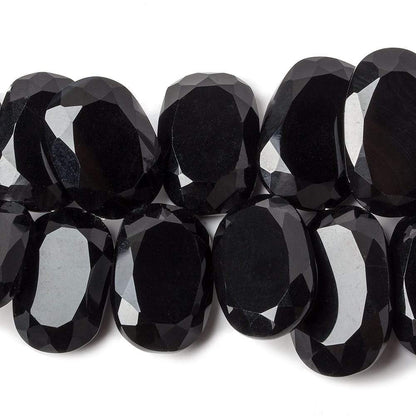 21x16-26x16mm Black Onyx Top Drilled Bevel Faceted Oval Beads 8 inch 27 pcs