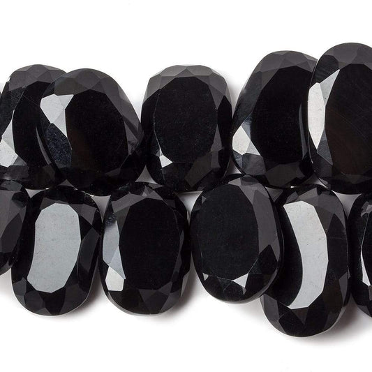 21x16-26x16mm Black Onyx Top Drilled Bevel Faceted Oval Beads 8 inch 27 pcs