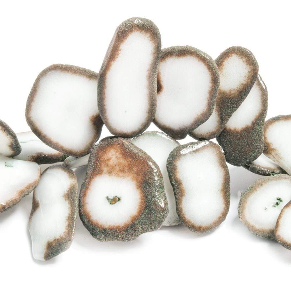 21x16-27x22mm Mocha Edged Solar Quartz Top Drilled Slices 7 inch 29 beads