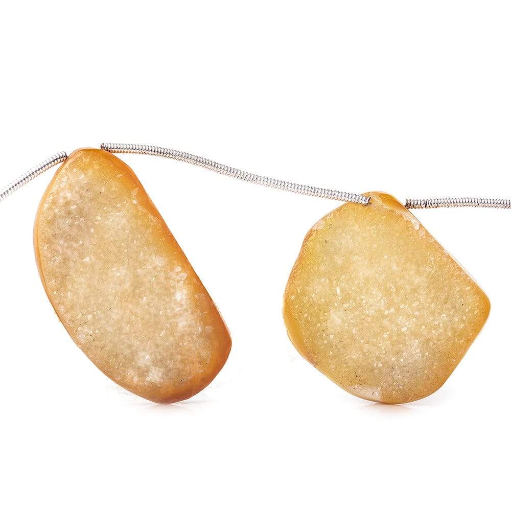 21x16-35x17mm Mango Yellow Agate Drusy Freeform Beads 11 pieces