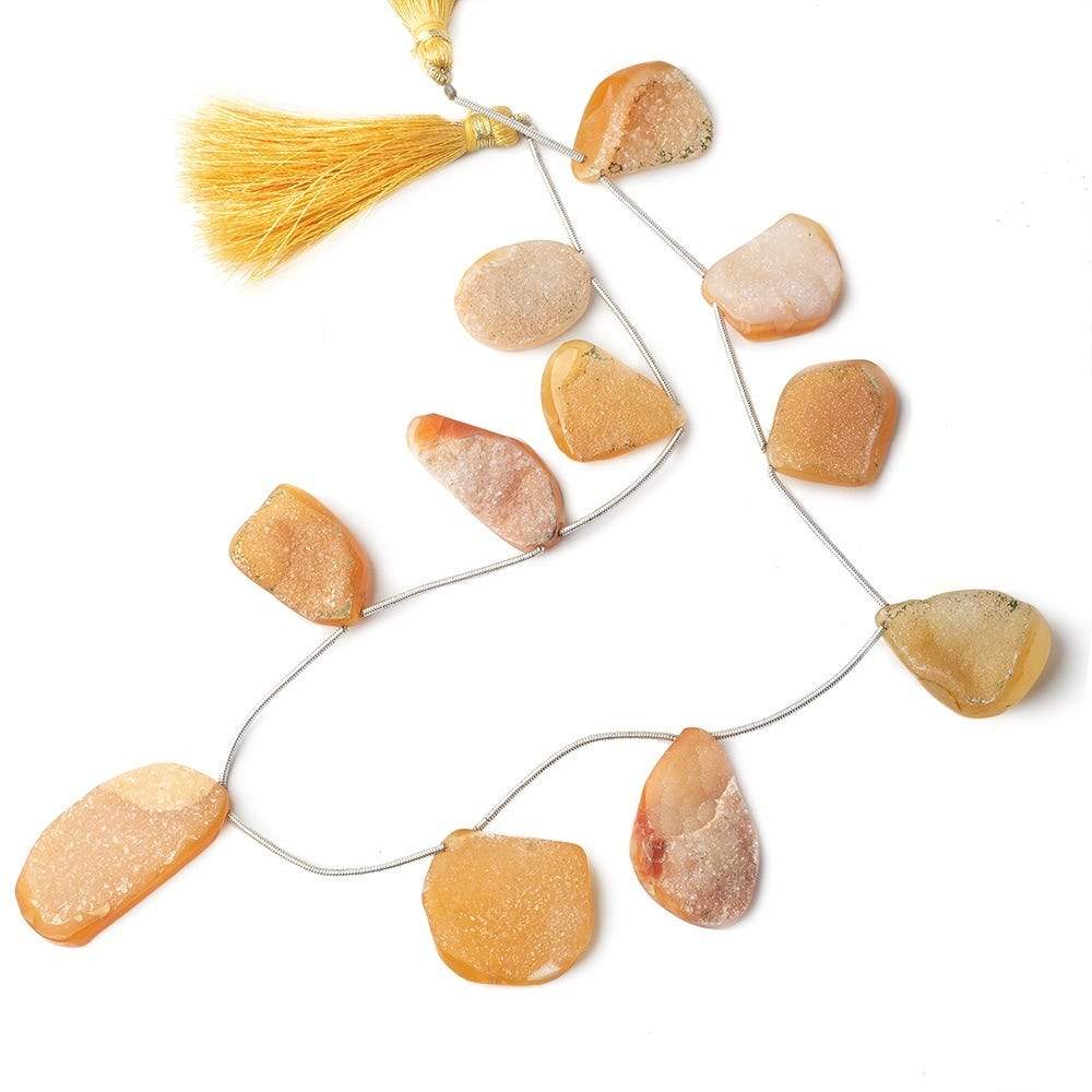 21x16-35x17mm Mango Yellow Agate Drusy Freeform Beads 11 pieces