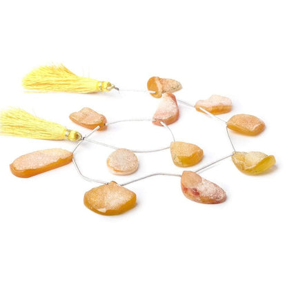 21x16-35x17mm Mango Yellow Agate Drusy Freeform Beads 11 pieces