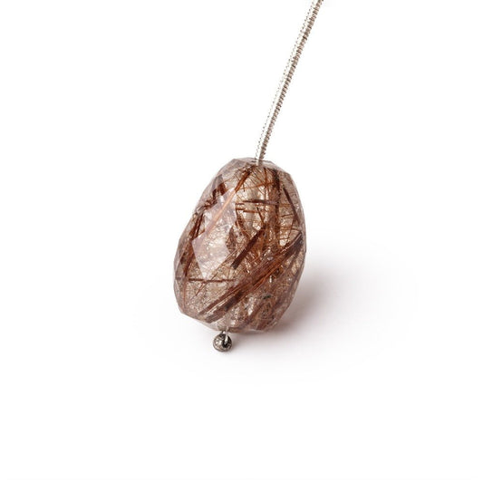 21x16mm Rutilated Quartz Faceted Nugget Focal Bead 1 piece