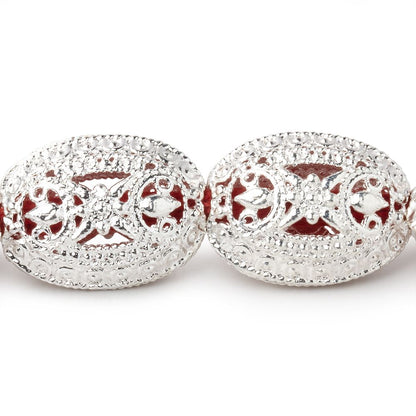 21x16mm Sterling Silver Plated Copper Filigree Oval 8 inch 10 Beads