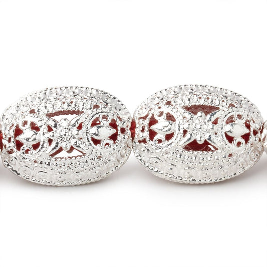 21x16mm Sterling Silver Plated Copper Filigree Oval 8 inch 10 Beads
