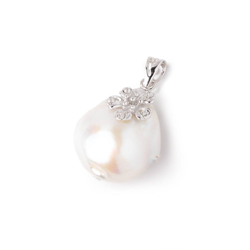 21x19mm White Ultra Baroque .925 Silver Pendant Focal 1 piece