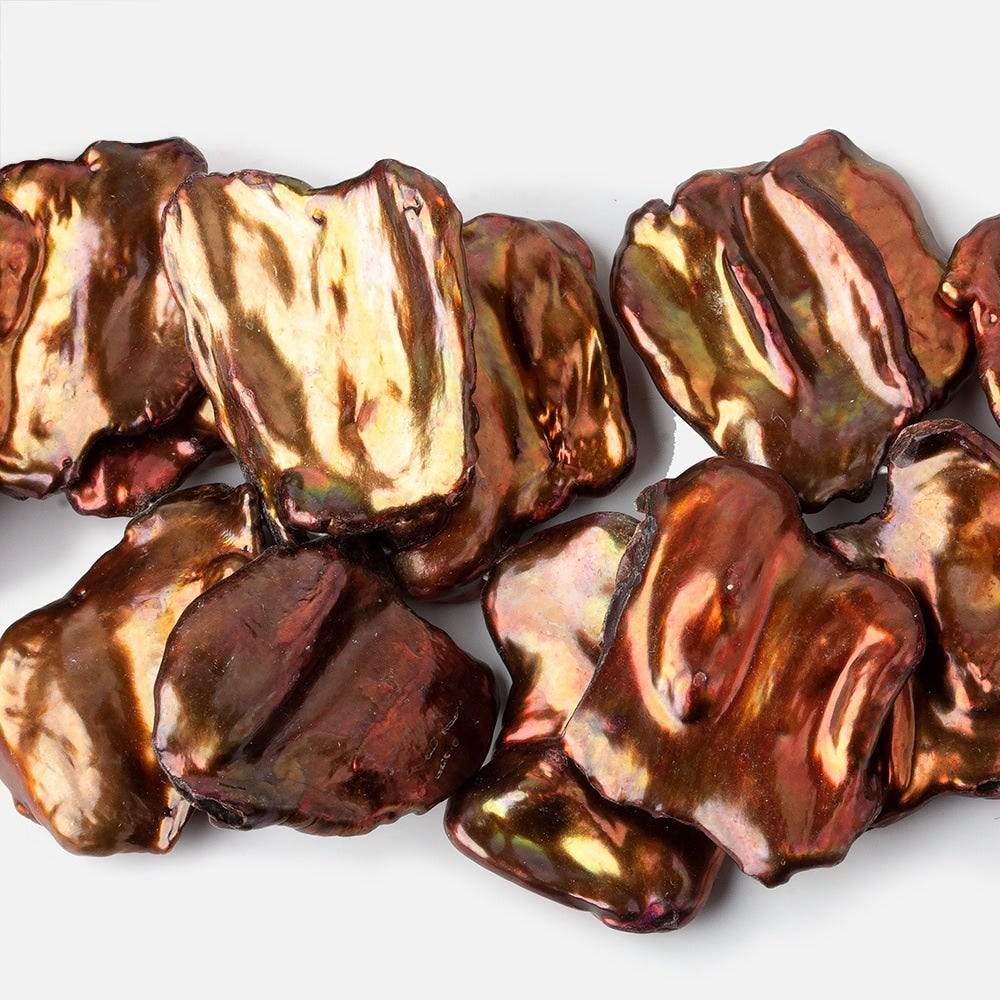 21x20-27x24mm Golden Copper Ultra Keshi Freshwater Pearl 16 inch 52 pieces AAA