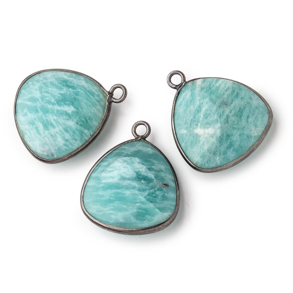 21x21mm Black Gold .925 Bezel Amazonite Plain Triangle Pendant 1 Focal Bead