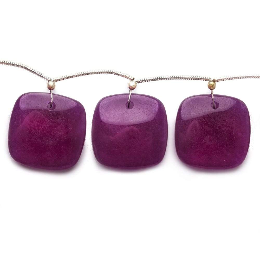 21x21mm Deep Purple Chalcedony plain cushion 8 inch 8 Beads