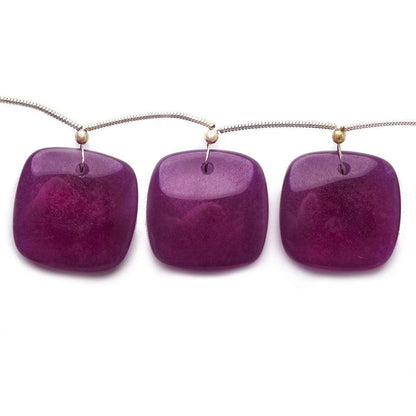 21x21mm Deep Purple Chalcedony plain cushion 8 inch 8 Beads