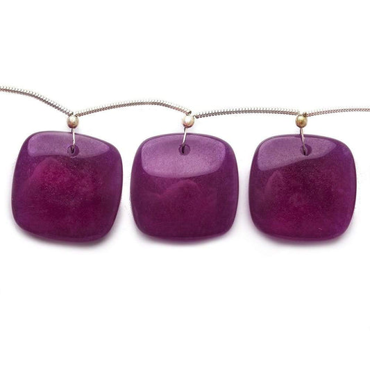 21x21mm Deep Purple Chalcedony plain cushion 8 inch 8 Beads