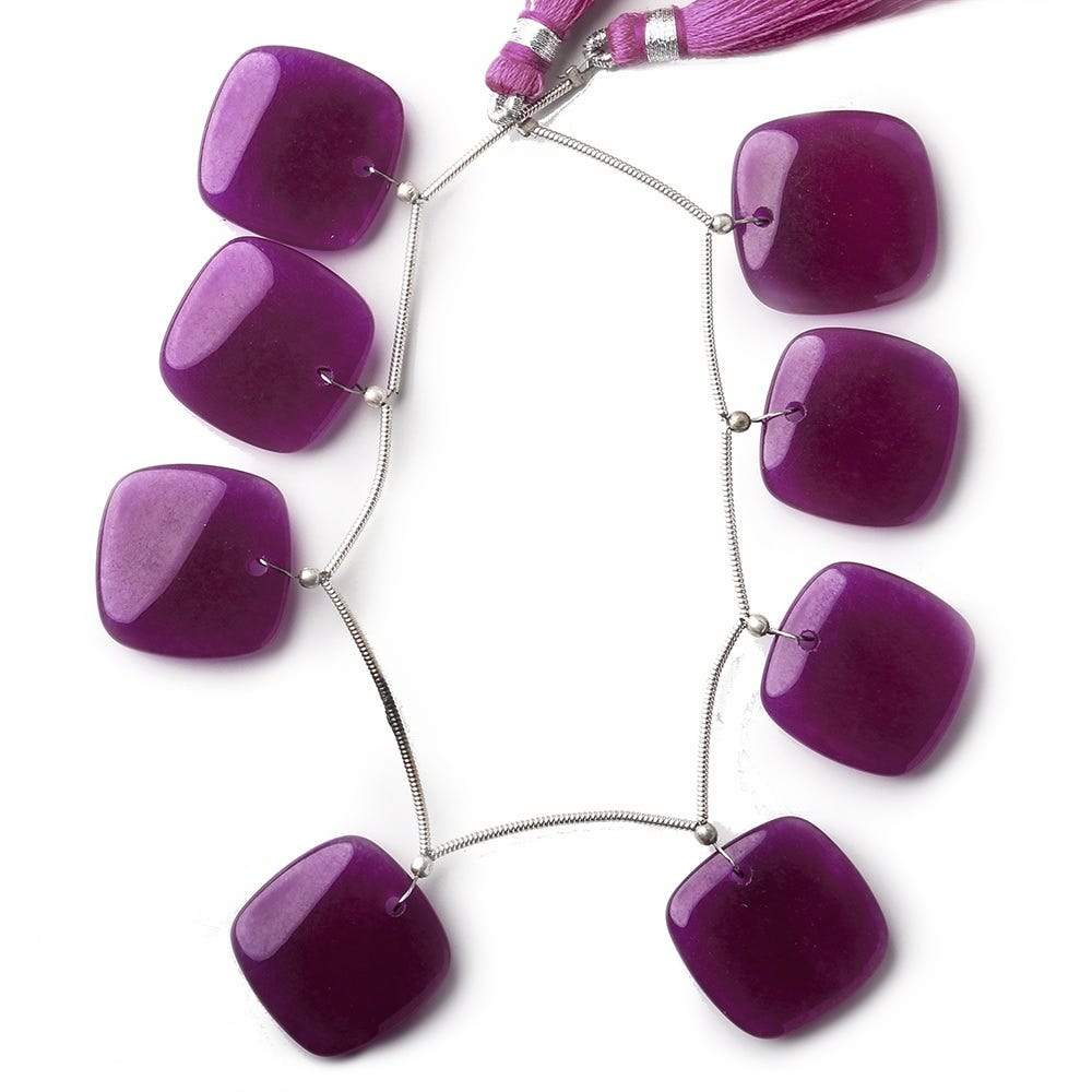 21x21mm Deep Purple Chalcedony plain cushion 8 inch 8 Beads