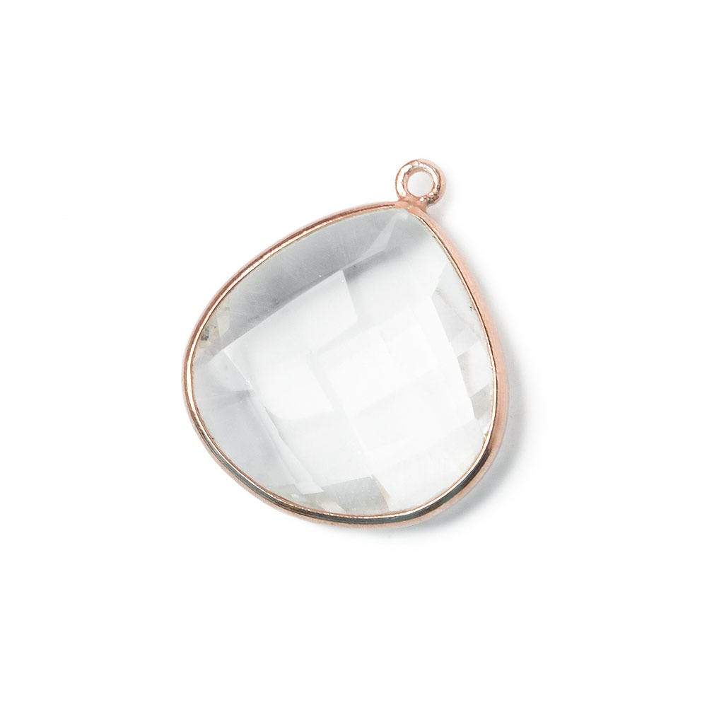 21x21mm Rose Gold Bezeled Crystal Quartz faceted heart Pendant 1 piece