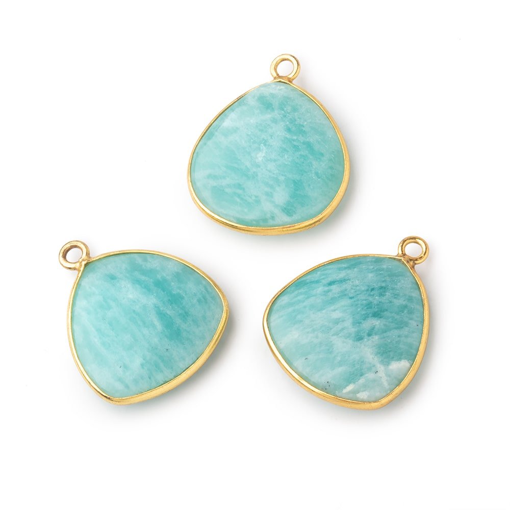 21x21mm Vermeil Bezel Amazonite Plain Triangle Pendant 1 Focal Bead