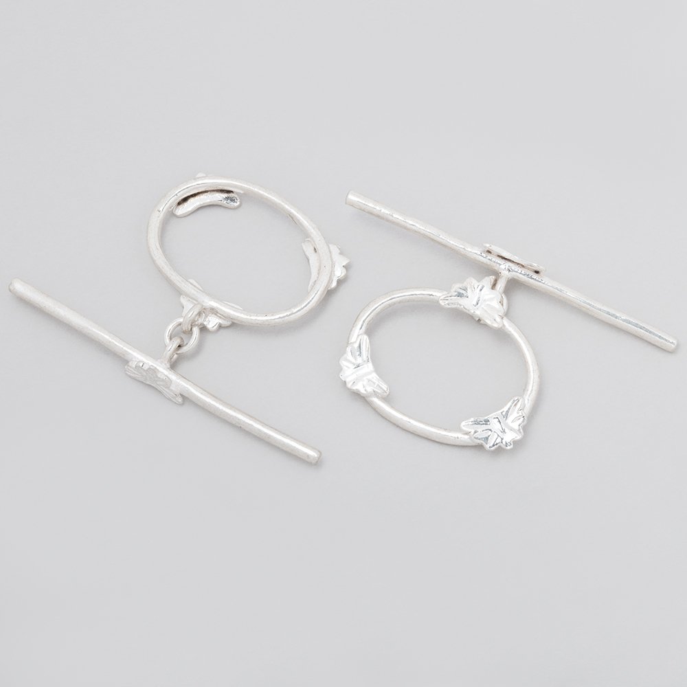 21x24mm Sterling Silver Oval Butterfly Toggle 1 piece