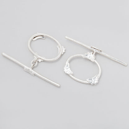 21x24mm Sterling Silver Oval Butterfly Toggle 1 piece
