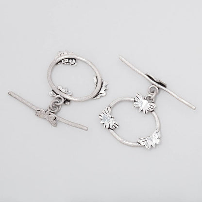 21x26mm Antiqued Sterling Silver Oval Butterfly Toggle 1 piece