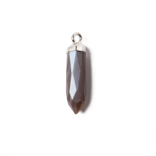 18-21mm Silver Leafed Chocolate Brown Moonstone Spike Pendant 1 piece