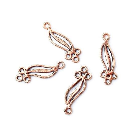 21x7x1mm Copper Drop - Connector Swirl Set of 4