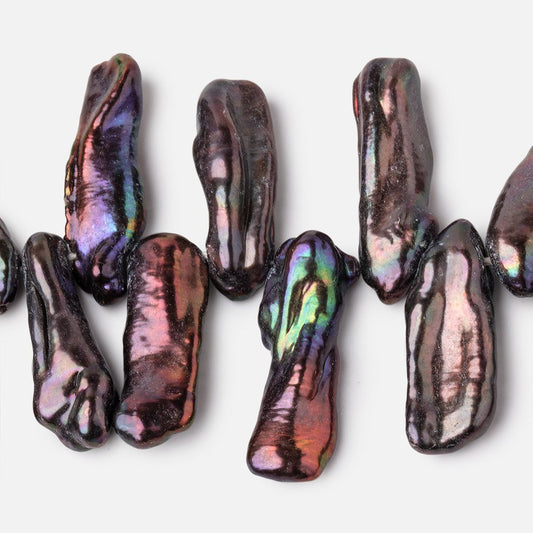 21x8-25x9mm Peacock Top Drill Biwa Freshwater Pearls 16 inch 63 beads