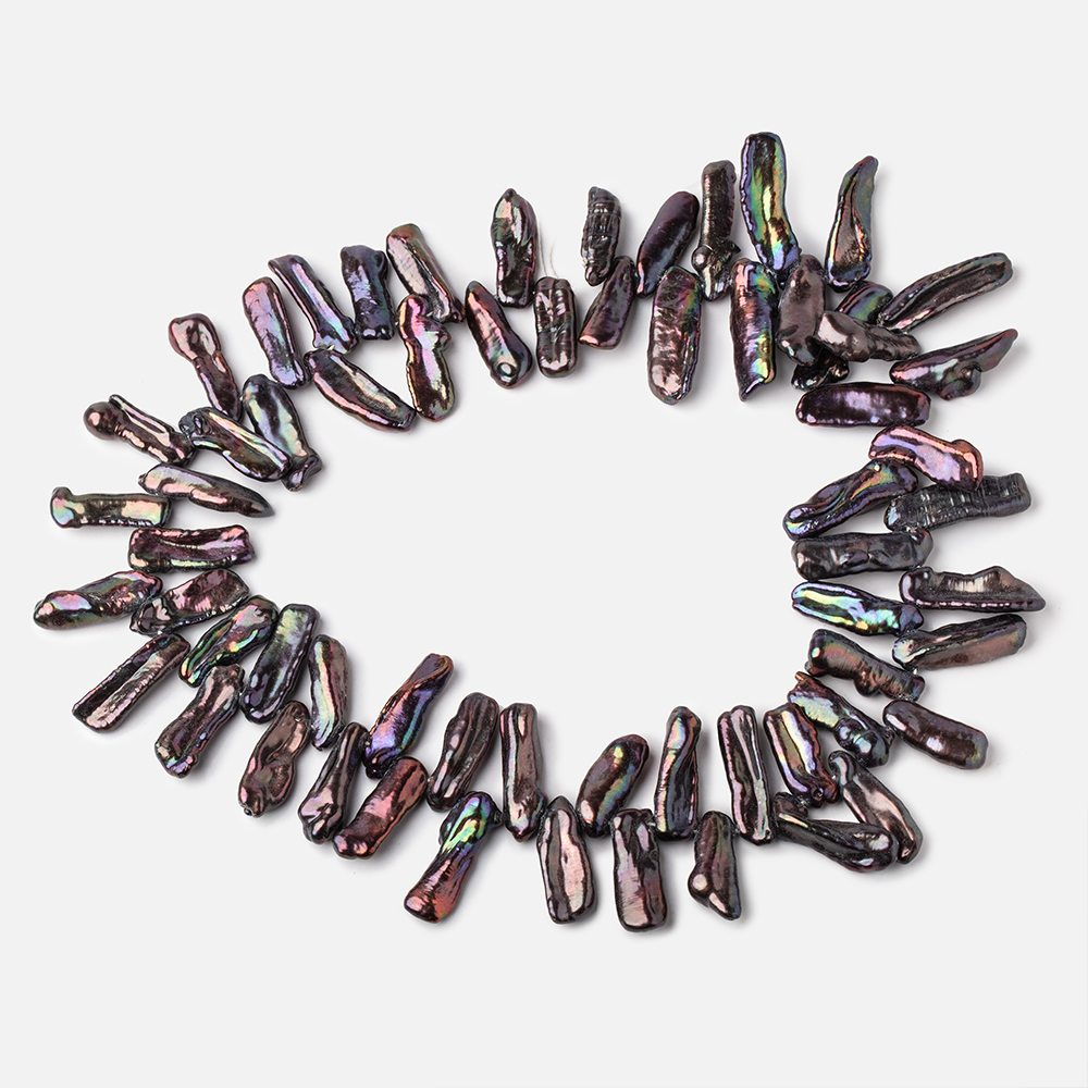 21x8-25x9mm Peacock Top Drill Biwa Freshwater Pearls 16 inch 63 beads