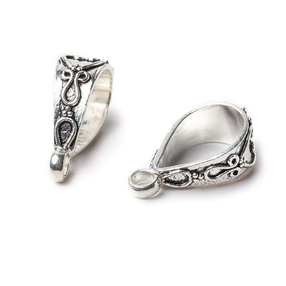 21x8mm Antiqued Sterling Silver Bail Filigree Heart Design  1 finding
