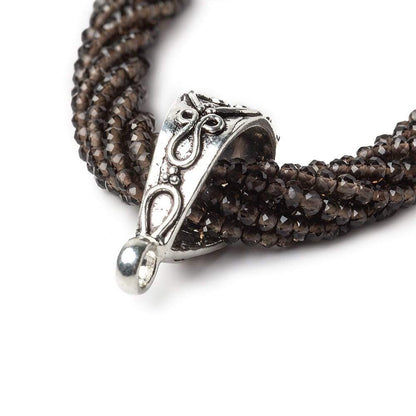 21x8mm Antiqued Sterling Silver Bail Filigree Heart Design  1 finding