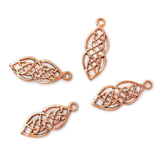 21x8mm Copper Charm Filigree Celtic Weave Set of 4