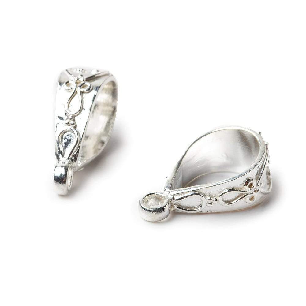 21x8mm Sterling Silver Bail Filigree Heart Design 1 finding