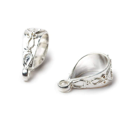 21x8mm Sterling Silver Bail Filigree Heart Design 1 finding