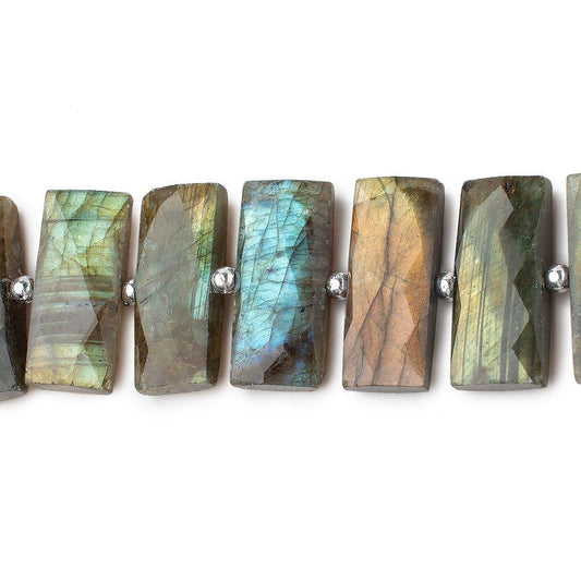 21x9mm Labradorite Side Drill Faceted Rectangle Beads 8 inch 18 pieces