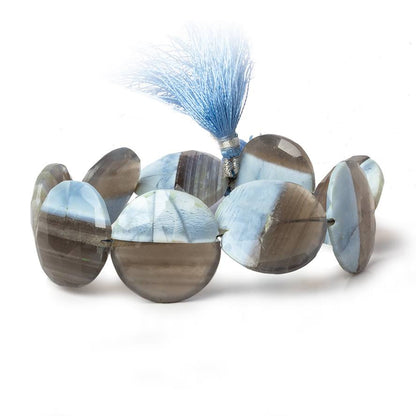 22-24mm Owyhee Blue Opal faceted coin beads 8 inch 9 pieces A