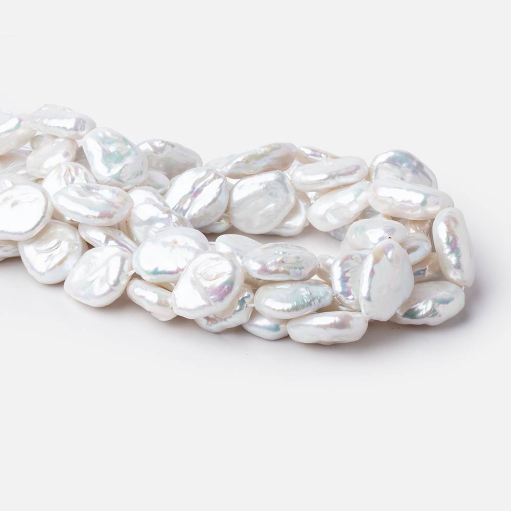 22-24mm Rosé White Flat Baroque Freshwater Pearls 15.5 inch 16 Beads AA