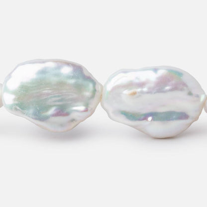 22-24mm Rosé White Flat Baroque Freshwater Pearls 15.5 inch 16 Beads AA