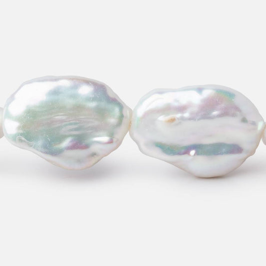 22-24mm Rosé White Flat Baroque Freshwater Pearls 15.5 inch 16 Beads AA