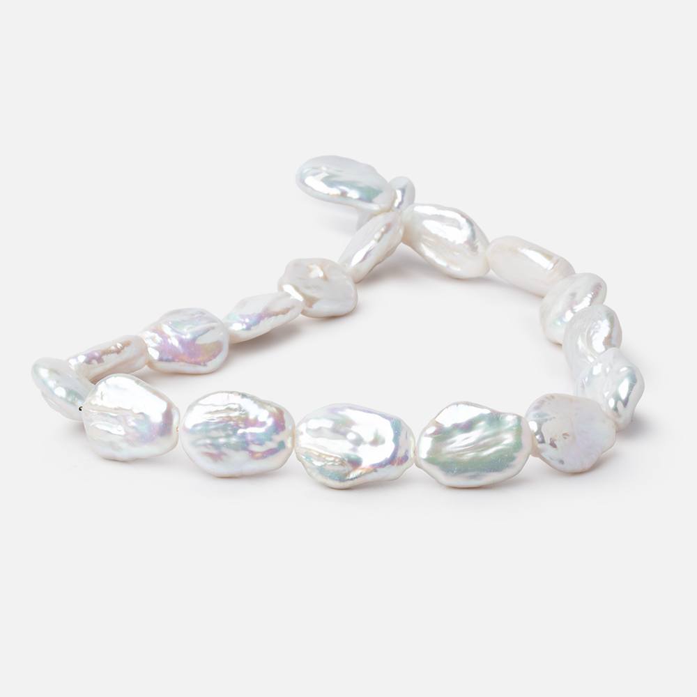 22-24mm Rosé White Flat Baroque Freshwater Pearls 15.5 inch 16 Beads AA