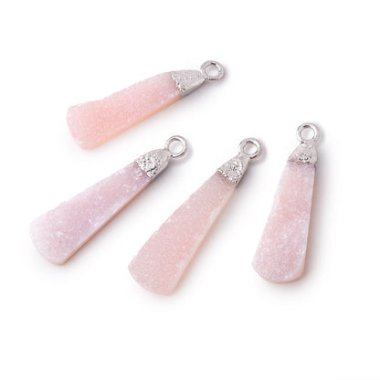 22-24mm Silver Leafed Pink Drusy Pear Pendant 1 focal piece