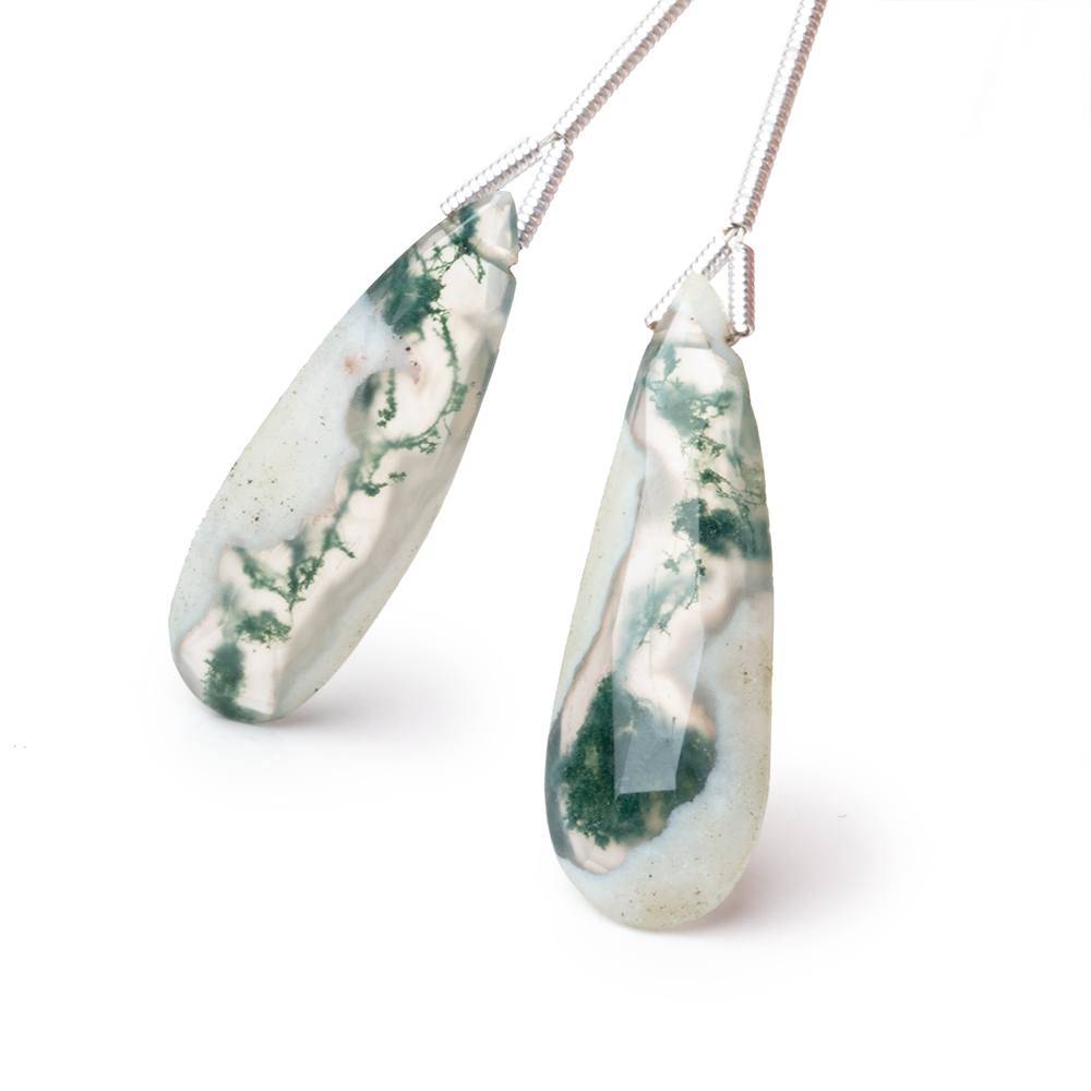 22-30mm Peacock Solar Quartz Faceted Pear Set of 2 Focal Beads