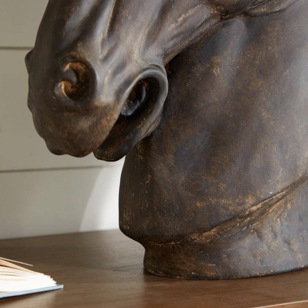 7 In. X 25 In. Brown Polystone Horse Sculpture