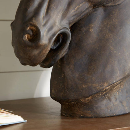 7 In. X 25 In. Brown Polystone Horse Sculpture